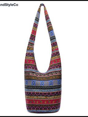 Canvas Hippie Hobo Crossbody Bag Bohemian Animal Print Shoulder Bag